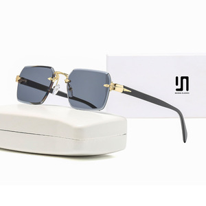 Nuevas Gafas de Sol Sin Marco con Lentes Biseladas UV400 para Mujer, Lentes de PC con Degradado Negro, Protección Solar Tipo 3 - Product Image 2