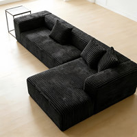 Canapé d'angle modulaire en L convertible en lit, avec revêtement en velours côtelé, pieds en bois, portable et inclinable, pour usage multi-pièces - Vente en gros