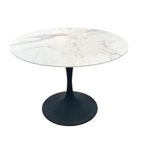 Table à manger nordique en verre trempé d'excellente qualité Table d'extension de luxe ronde en marbre