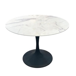 Mesa de comedor nórdica de vidrio templado de excelente calidad, mesa de extensión de mármol redondo de lujo - Product Image 4