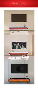 Support TV suspendu cylindrique noir sur mesure avec 168 lumières, <span class=keywords><strong>cheminée</strong></span> à LED et technologie d'atomisation 3D - Product Image 5