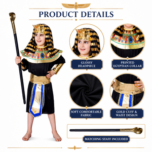Baige 2026 Party Role Play Robe Performance Set Kids Children <strong>Egyptian</strong> <strong>Pharaoh</strong> Cosplay <strong>Costume</strong> for Halloween - Product Image 3