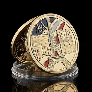 France Paris Landmark Tower Triumphal Arch Challenge Coin Custom Gold Plated Coin Value Collectibles