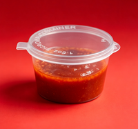 Gobelet jetable en plastique PP transparent avec couvercle, petit récipient à condiments 12oz, boîte à sauce à emporter, vente directe usine