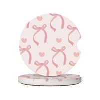 Sous-verres en céramique rose avec nœud, lot de 2, absorbants et antidérapants, avec base en liège, pour décoration intérieure, fêtes et événements, vaisselle de table