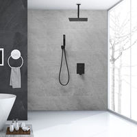 Système de douche thermostatique haute pression ovale HGAO HG-6004 de 12 pouces, encastré mural, en laiton, finition chrome brossé, avec pommeau pluie