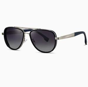 Lunettes de soleil carrées de créateur pour hommes avec logo personnalisé, verres polarisés TAC UV400, monture en métal et caoutchouc antidérapant - Product Image 1
