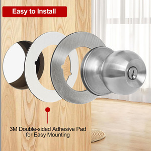 Placa de Fijación para Manija de Puerta, Pieza de Reparación de Acero Inoxidable 304, Montaje Adhesivo Universal, Refuerzo Esférico para Cerradura - Product Image 1