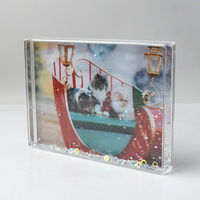 Cadre photo flottant en acrylique épais et robuste 4x6 avec confettis et flocons de neige liquides pour décoration de Noël et affichage de photos