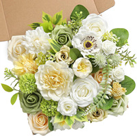 Set Kombinasi Bunga Buatan Kotak Daun Bunga Dengan Batang untuk DIY Karangan Bunga Pernikahan, Dekorasi Pesta Baby Shower, Dekorasi Rumah