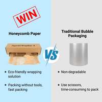 Rouleau de papier kraft alvéolé écologique en bois pour emballage artisanal, protection durable et antichoc pour