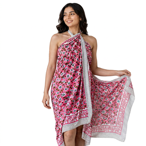 Indian Handmade 100% Cotton <b>Sarong</b> Boho Scarf Floral Beachwear Quick Dry Breathable Plus Size - Product Image 2