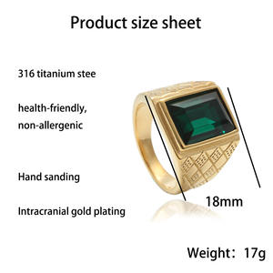 Anillo Cuadrado Multicolor de Acero Inoxidable, Chapado en Oro, Estilo <span class=keywords><strong>Punk</strong></span>, Unisex, con Caja de Regalo - Product Image 6