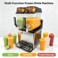 Machine à slush commerciale 220V à double réservoir 12L*2 en acier inoxydable, pour boissons glacées et smoothies, 1000W, pour restaurant et bar
