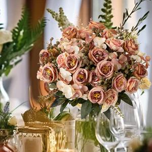 <span class=keywords><strong>Bouquet</strong></span> de roses <span class=keywords><strong>artificielles</strong></span> réalistes faites à la main pour la décoration de la table à manger à la maison, arrangement floral pour Thanksgiving et la remise <span class=keywords><strong>des</strong></span> diplômes - Product Image 1