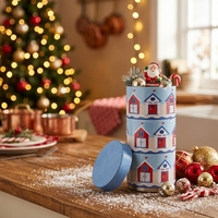 Boîte Cadeau de Noël Ronde Personnalisée en Métal de Source Directe Usine Hong-Crafts – Boîte de Rangement en Fer Blanc pour Biscuits et Bonbons