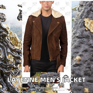 <b>Men's</b> Brown <b>Suede</b> Motorcycle <b>Jacket</b> With Faux Fur Lining Zipper Closure Windproof Winter Outerwear - Product Image 2