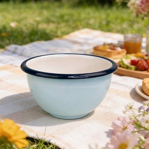 Bol en émail métallique bleu <span class=keywords><strong>personnalisé</strong></span>, réutilisable, de <span class=keywords><strong>petite</strong></span> taille, pour enfants, idéal pour le camping en extérieur - Product Image 1