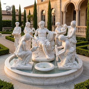 Escultura de mármol blanco tallada a mano de tamaño natural de Apolo y las Músicas, mitología griega, estatua de fuente para jardín exterior. - Product Image 1