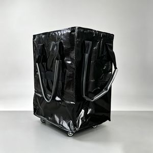 Sac de courses pliable en PP avec fermeture éclair, roulettes et poignée de traction, grande capacité - Product Image 4