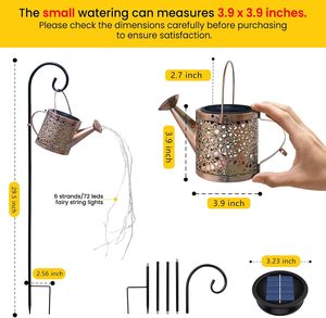 Luces LED Solares Decorativas con Forma de Regadera, Metálicas Vintage para Exteriores, con Enchufe para Tierra, Resistentes al Agua IP65, Decoración para Jardín y Patio - Product Image 3