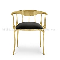 Chaise de maquillage de luxe en laiton italien avec bureau intégré, chaise de salle à manger nordique en cuivre pour chambre, salon, bar, hôtel, villa