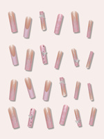 Usine en gros de haute qualité 24 pièces rose français Super Long cercueil Type papillon Point perceuse ABS ongles artificiels