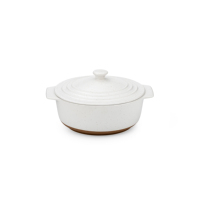 Pot à soupe en céramique blanche créative, tacheté de sésame, avec couvercle et doubles poignées.