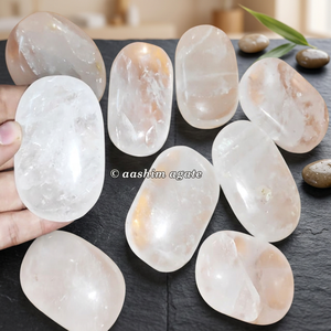 Pierres de paume en quartz cristal transparent en gros, cabochons de pierres précieuses faits à la main avec style Feng Shui, cadeaux d'affaires - Product Image 5