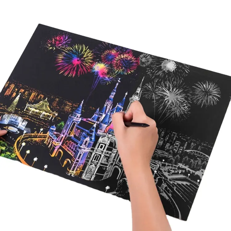 Gratta e vinci lo Skyline della città arte fatta a mano cambia colore magico graffio carta patinata