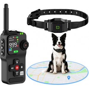 Collier de dressage pour chien TTPet 2-en-1 avec GPS sans fil et télécommande, portée de 22 à 999 yards, système d'entraînement électrique pour chien, étanche, noir - Product Image 1