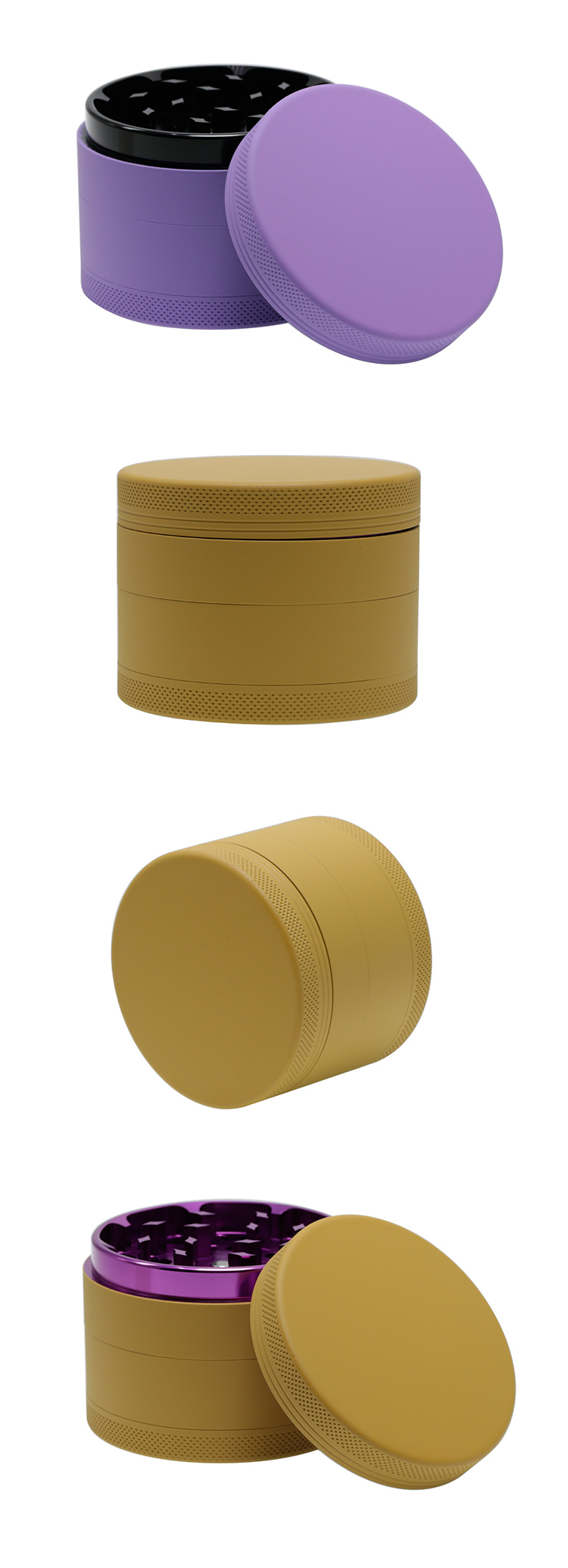 Diameter 63MM four layer rubber paint aluminum alloy smoke grinder custom logo 6119