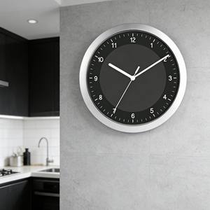 Horloge murale silencieuse à quartz professionnelle en plastique gris foncé de 10 pouces, idéale pour les bureaux, les agences ou les offres promotionnelles d'entreprise. - Product Image 3