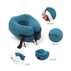 Almohada de Viaje en Forma de U con Espuma Viscoelástica, Plegable y Portátil, para Avión, Oficina, Siesta, Color Azul Lago - Product Image 1