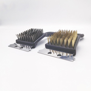 Bbq Stainless Steel <b>Cleaning</b> Brush 8 Inch Square Head Wire Brush With <b>Scraper</b> For Grill Rack Home Use - Product Image 4