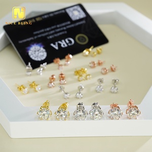 Solitaire bông tai 925 Bạc moissanite kim cương đinh tán sang trọng hip hop đồ trang sức 6 <span class=keywords><strong>prong</strong></span> Vòng moissanite tai đinh tán cho nam giới phụ nữ - Product Image 3