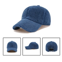 Gorra de béisbol de 6 paneles de felpa de lana de cordero cálida de invierno OEM, gorra de lana sólida ajustable Sin estructura, Gorras para viajes al aire libre