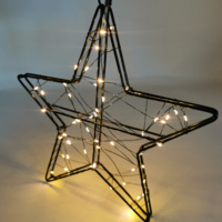 Lampu gantung Natal LED 3D, lampu gantung kawat tembaga bintang logam LED 3D
