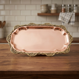 Plateau en cuivre massif avec embellissements en laiton - Product Image 2