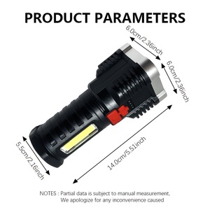 Cob Floodlight Rechargeable Led Flashlight With <b>Dimmer</b> For Outdoor Work And Reading - Product Image 4