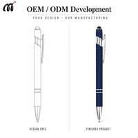 Stylo bille en métal personnalisé avec logo, 1,0 mm, 2-en-1, pour écran tactile, idéal pour cadeau d'affaires