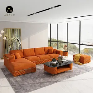 Новейший домашний диван, набор диванов для гостиной, итальянский дизайнерский диван из микрофибры, тканевый l-образный диван Chesterfield