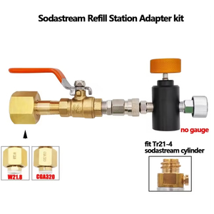 Adaptateur de remplissage de bouteille de CO2 pour station de remplissage Sodastream, vanne à boisseau W21.8/CGA320, outils pneumatiques en laiton OEM Noir + Or Zimakyfa - Product Image 2