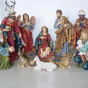 चर्च सजावट फाइबरग्लास राल जीवन आकार क्राइस्ट बेबी जीसस जन्म चित्र जन्म मूर्तिकला धार्मिक जन्म सेट मूर्ति