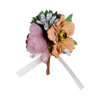 ZC009 Boutonnière de costume formel, Fleur artificielle, Accessoire de tenue pour mariage ou cérémonie de bébé, Broche-collier, Accessoire rayé pour costume de marié