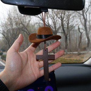 2026 Cute <b>Cowboy</b> <b>Hat</b> Car Ornament Fabric Pendant Decor for <b>Women</b> & Men, Fun Road Trip Automotive Interior Accessory - Product Image 3