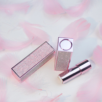 Tube de rouge à lèvres ou baume à lèvres vide de luxe en plastique avec bouchon à vis, calibre 12,1 mm, rose métallisé super pailleté, violet, avec logo personnalisé