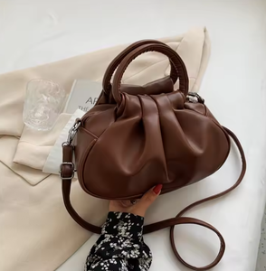 Portable retro folding cloud bag, casual underarm shoulder crossbody bag, solid color PU <b>handbag</b>, tote bag - Product Image 6