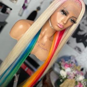 Peluca de cabello humano brasileño virgen, de 40 pulgadas postizo, sin pegamento, color <span class=keywords><strong>rubio</strong></span> 613 HD, con cierre Frontal, transparente, sin pegamento - Product Image 1