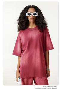 Camisetas de Hip Hop para Hombre, 100% Algodón, Tejidas, Diseño Batik, Lavado Ácido, Estampado Personalizado, Tallas Grandes, Venta al Por Mayor - Product Image 2